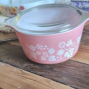 Pink Floral Glass Lid Casserole Dish